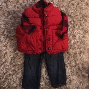Baby GAP 12-18 mos boys outfit jeans/flannel/vest